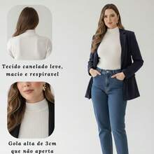 Cacharrel Gola Alta Canelada Blusa Feminina de Frio Segunda Pele Confortavel Basica Premium - Branco - Visão 6