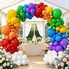 113pcs Rainbow Balloon Arch Set, Suitable For Decorating Boys' And Girls' Baby Shower, Children's Birthday Party, After-School Gathering And Graduation Ceremony. - 113pcs - View 3