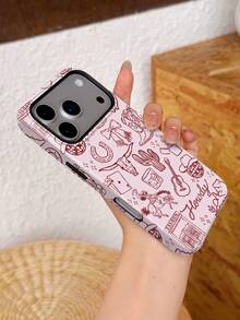 1pc Minimalist Western Style Ocean Bow Cherry Billiards Poker Slogan Pattern Glossy 2-In-1 Film Full Coverage Hard Phone Case Compatible With Samsung/ 11/12/13/14/15/16/17 Pro Max - Multicolor - View 3