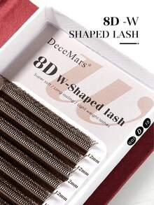 DeceMars 8D W Shaped Eyelashes Extensions C D Dd Curl 0.07mm Brown 8-15mm 12 Rows One Tray - View 6