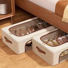 1pc Foldable Shoe Storage Box, Large Capacity Underbed Storage Bin, Multi-Functional Drawer-Style Shoe And Clothing Organizer, Suitable For Closet, Underbed, Dorm And Bedroom, Can Be Placed On Top Of Cabinet, Perfect For Christmas And Seasonal Storage - Khaki - View 4