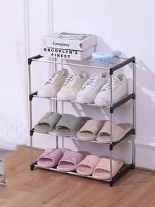 4-Tier Stainless Steel Multi-Layer Shoe Rack, With 3/4 Adjustable Shelves, Space-Saving Storage Unit, Suitable For Entryway, Dorm And Balcony, Rust-Resistant Metal Bookshelf/Shoe Rack, Perfect Gift For College Students And City Renters - Multicolor - View 8