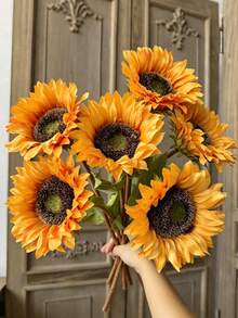 1/2/4pcs Artificial Sunflower, Realistic Silk Sunflower, Suitable For Home Decor, Room Party Tabletop Decoration, Party Decoration, Autumn Decoration, Halloween, Harvest Festival, Celebration Decoration, Autumn Landscape, Outdoor Party - Multicolor - View 1