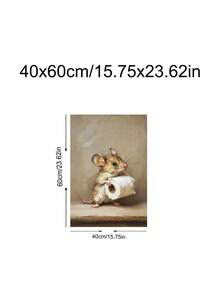 1pc Funny Mouse Holding Toilet Paper Art Print, Toilet Paper Flowers Print, Festival Gift, Suitable For Bedroom,Living Room, Bathroom,Wall Arts,Wall Decor,Home Decor,Room Decor, Canvas Wall Art, Posters, Wall Art With Frame, Optional Frame ﻿ ﻿ - 1PCS - View 18