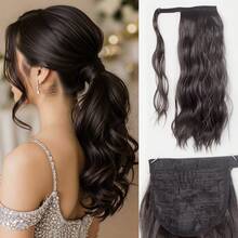 18 Inch Wavy Ponytail Hair Extension, Wrap-Around Clip Design, Suitable For Women's Daily Use - Multicolor - View 11