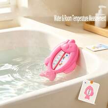 1pc Minimalist Fish-Shaped Cartoon Water Thermometer Indoor Temperature Gauge ABS Material Bathroom Decor - Multicolor - View 2
