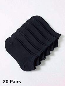 1/10/20/30 Pares de Meias Casuais de Cor Sólida de Poliéster - Design com Listras Laterais, Respirável & Absorvente de Umidade, Adequado para Todas as Estações, Unissex, Presente de Natal - Estilo A - Visão 8