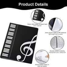 Piano Sheet Music Storage Binder, Durable Hard Cover, Transparent Inner Pockets, Moisture-Proof Paper Protection, Suitable For Classroom Practice, Stage Performance, Home Practice, Elegant Music Storage Gift For Piano Students And Friends - Multicolor - View 2