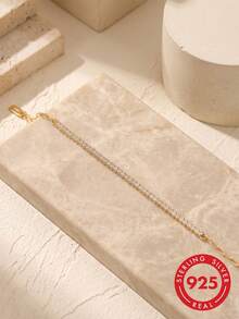 ORSA JEWELS 1件正品925純銀半圈網球手鍊，鑲嵌4A級立方鋯石，精緻女士珠寶，生日、婚禮、訂婚、新娘完美禮物 - 金黃色 - 查看 1