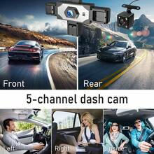 SKYWORTH SIDAKEYE 360°全景5通道行車記錄器，支援1080P全高清錄影，配備前、後、左、中、右車內攝影機，具備夜視、循環錄影功能，適用於汽車，支援倒車輔助、150MAH電池、防碰撞與防盜錄影等多項功能 - A - View 3