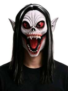 1pc Halloween Horror Vampire Mask With Pointed Ears, Unisex, Natural Latex Material Role Play Decorative Mask, Suitable For Halloween, Christmas, Costume Party, Escape Room Props And Small Gifts - Multicolor - View 1