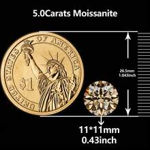 1pc 100% Moissanite Champagne Gold D Color Round Cut VVS1 Clarity Loose Stone, With GRA Certificate, DIY - Champagne - View 16