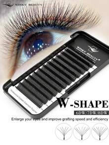 Winky Beauty Ekstensi Bulu Mata Berbentuk W 12 Baris, Panjang Campuran 6DW/7DW/8DW 8-15mm, Gugusan Bulu Mata Alami Lembut 0,07mm, Bulu Mata Individual Tenun Tangan, Bulu Mata Palsu - View 2