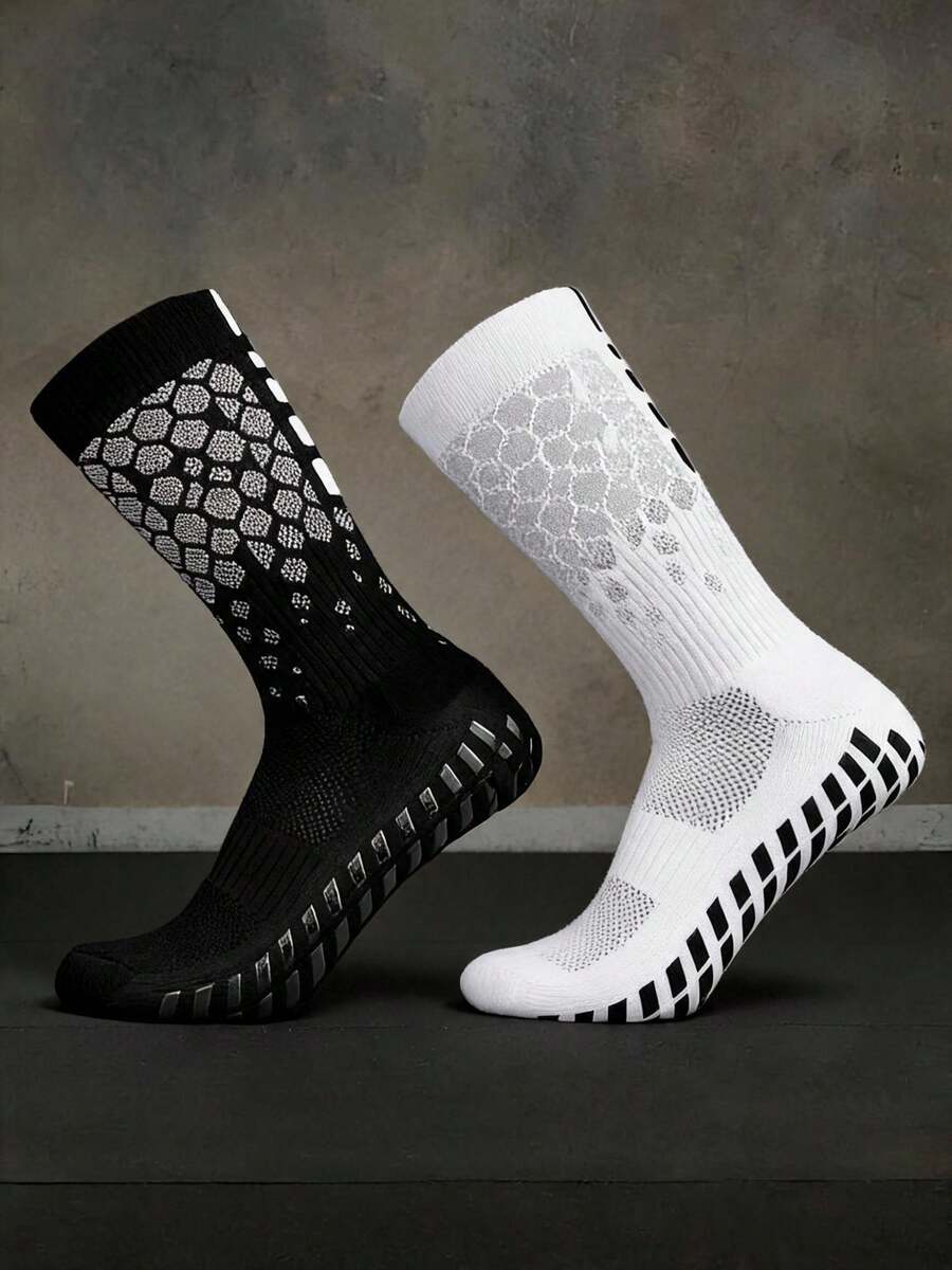 1/3 Pasang Kaos Kaki Jala Pria Bernapas Warna Hitam & Putih Polos dengan Sol Handuk, Anti Selip, Cocok untuk Sepak Bola, Latihan, Kebugaran, Semua Musim - MultiWarna - View 1