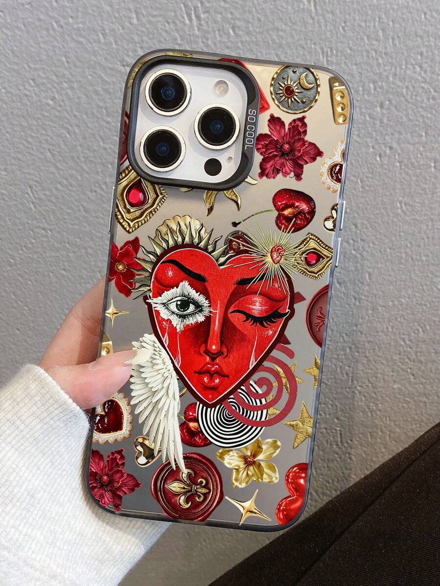 Cover per telefono con design a cuore, decorata con fiori e stelle, compatibile con iPhone17, 16, 15, 14, 13, 12, 11 Pro Plus e Pro Max. Materiale TPU antiurto. Un regalo perfetto per familiari, amici, bambini, compleanni, feste primaverili, partner e San Valentino. - Multicolore - Visualizzare 1