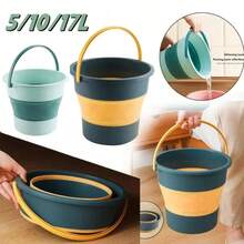 Ember Silikon Lipat Portabel 17L/10L/5L dengan Tutup, Cocok untuk Mencuci Mobil, Memancing, Kamar Mandi, Berkemah, Aktivitas Luar Ruangan, Penggunaan di Rumah, dan Penyimpanan Peralatan - Beraneka warna - View 1