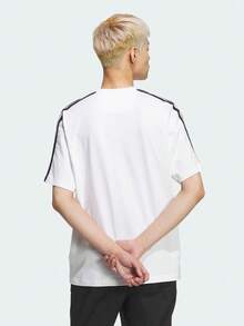 Adidas 男士 ES+ 3S 春夏針織無領短袖T恤 TKF3739 - 黑與白 - 查看 3