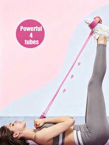 1pc/2pcs/3pcs4-Tube Pedal Resistance Band, Elastic Foot Pull Rope, Multifunction Fitness Equipment For Abdomen, Leg & Arm Training, Home Gym Workout Tool, Yoga Stretch Exerciser - Multicolor - View 5