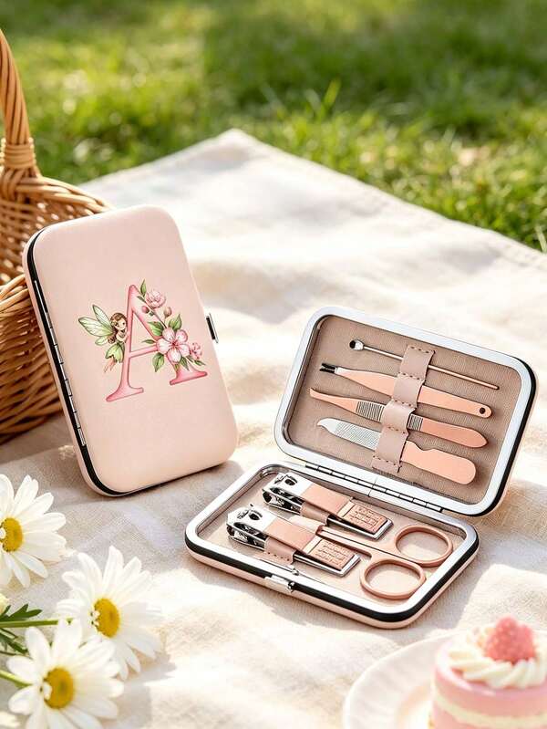 Travel Nail Clipper Set, Cute Fairy Letter Print, Nail Clipper Manicure Set, Portable Manicure Tools, Stainless Steel Manicure Tools, Ultra-Sharp Anti-Splash Nail Clipper Set, Classic Design Nail Clipper Box, Suitable For Travel, Outings, Back To School And Home Use, Manicure Essential, Unique Birthday Gift, Party Gift, Travel Gift, Teacher Gift