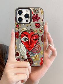 Cover per telefono con design a cuore, decorata con fiori e stelle, compatibile con iPhone17, 16, 15, 14, 13, 12, 11 Pro Plus e Pro Max. Materiale TPU antiurto. Un regalo perfetto per familiari, amici, bambini, compleanni, feste primaverili, partner e San Valentino. - Multicolore - Visualizzare 7