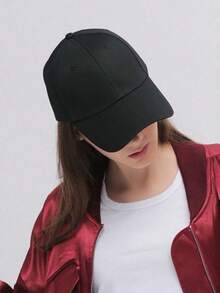 1 buah Topi Baseball Kasual Hitam yang Dapat Diatur Ukurannya, Topi Matahari Unisex - Hitam - View 5
