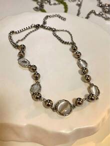 High-End Unique Design Opal Collarbone Necklace, Suitable For Women, Ideal As A Gift For Formal Occasions - Silver - View 3