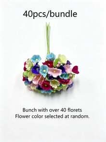Mehrfarbiger Mini-Blumenstrauß aus Kunstblumen, kleine künstliche Blumenstiele, geeignet für DIY-Basteln, Hochzeits-Ansteckblumen, Scrapbooking, Dekoration und Brautstrauß-Accessoires - Verschiedenfarbig - Übersicht 13