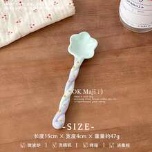 1SET Candy Color Cute Long Handle Ceramic Spoon, Cartoon Dessert Spoon, Hand-Painted Ice Cream Spoon, Asymmetrical Twisted Handle, Colorful Kitchen Utensils, Suitable For Stirring, Serving And Entertaining, Yogurt Spoon - View 14