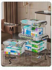 2/1pc Large Capacity Double Layer Pill Box, Transparent PVC Material, Waterproof Multi-Layer, Easy To Access And Clearly Visible, Suitable For Home, Outdoor Activities And Back To School Needs - Multicolor - View 9