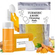 This 4-Piece Turmeric Cleansing Set Includes 30 Cleansing Wipes And A Bottle Of Turmeric Cleansing Mousse. Deeply Cleans And Moisturizes With A Generous Dose Of Curcumin, Vitamin E - 黃色 - 查看 11