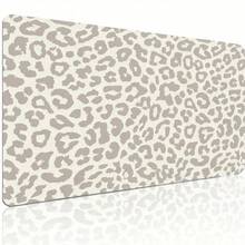 1pc Neutral Beige Leopard Print Extended Mouse Pad, Non-Slip Rubber Waterproof Stain-Resistant Smooth Desk Mat, Suitable For Home Office Laptop Study Gaming Desk Decoration, Fit For Gamers, Office Workers, Students, Girls And Desk Decor Enthusiasts - Multiple Styles - View 1