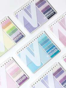 1pc Loose-Leaf Notebook Expansion Sticky Notes Multi-Combination, Multi-Functional Student Use Adhesive Set, This Notebook And Sticky Notes Combination Set Is Convenient To Use. Soft And Elegant Morandi Color, Notebook With Adhesive, Fashionable Design. - Multicolor - View 9
