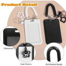 2pcs Star Bell Photo Card Holder Keychain With Spring, PVC Material Photo Card Holder Keychain, 4.33x2.67 Inch Idol Photo Display Storage Holder, ID Card Protector With Star Bell Pendant - Black White - View 3
