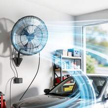 Ventilador de pared , ventilador colgante de pared de 20 pulgadas con oscilación y nebulizador, control remoto, clasificación IP44, 3 velocidades, temporizador de 18 horas, control de temperatura, potente para industria, comercio, garaje, taller, gimnasio. - 20 pulgadas con oscilación y nebulizador - Ver 9
