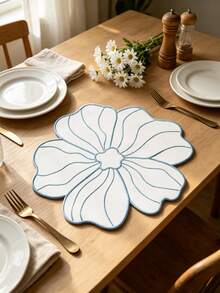 12pcs, Blue 5-Petal Flower Fabric Embroidered Placemats, Non-Slip Heat-Resistant Table Mats, Odorless, Durable And Washable Dish Pads, Practical And Highly Attractive Table Mats, Suitable For Restaurants, Cafes, Homestays, Compatible With Festivals, Parties, Gatherings, Birthdays, Weddings, Dinners. - Multicolor - View 10