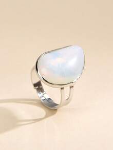 2pcs Fashion Natural Stone Natural Crystal Opal And Red Stone Open Rings, Mother's Day, Valentine's Day, Birthday Gift - Opal and Red - View 5