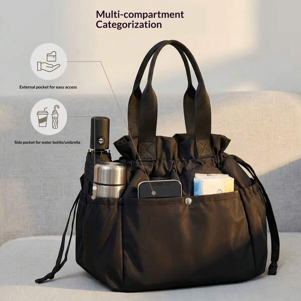 2026 New Drawstring Insulated Lunch Bag, Large Capacity Portable Handheld Cooler Tote Bag, Easy To Clean And Reusable, Suitable For Office Work, Daily Commute, Picnic, Outdoor Use