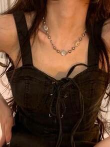 Niche Design High-End Women's Necklace, Collarbone Chain, Banquet Gift - Silver - View 3