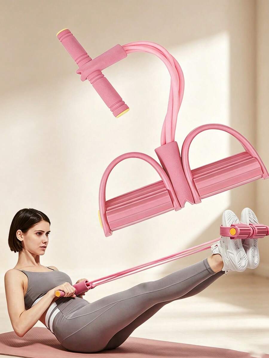 1pc/2pcs/3pcs 4-Tube Pedal Resistance Band, Elastic Foot Pull Rope, Multi-Function Fitness Equipment, Suitable For Abdominal, Leg And Arm Training, Home Fitness Exercise Tool, Yoga Stretcher - Multicolor - View 1