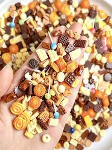 30pcs Random Mixed 3D Resin Multi-Style Chocolate Macaron Pizza Shaped Nail Art Decoration DIY Accessories - Multicolor - View 1