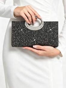 Glitzy Evening Bag Clutch Purse For Bridesmaid Graduation Dance Red Carpet Event Formal Occasion Women Fashion Bags Party AccessoriesBeach Essentials - 黑色 - 查看 9