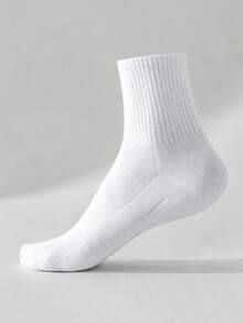 Kaos Kaki Olahraga Pria dengan Sol Terry, Kaos Kaki Pendek Musim Gugur/Dingin, Bernapas, Menyerap Keringat, Anti Selip, Warna Hitam dan Putih - Hitam dan Putih - View 5