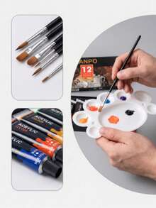 LANPO 12-Color Fluid Acrylic Paint Full Set Painting Kit With Brushes + Palette, Create Fluid Texture Art - 12 Colors 12ml - View 5