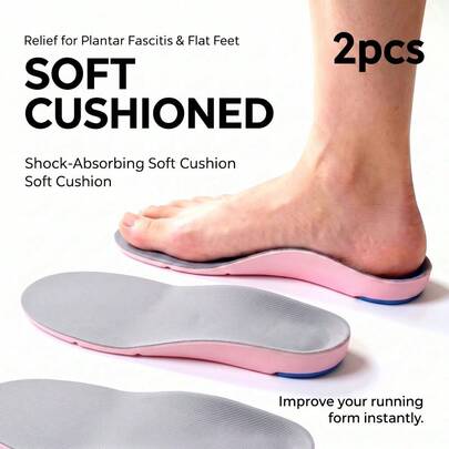 1 Pair Pink Arch Support Shock-Absorbing EVA Corrective Leg Alignment Casual Outdoor Commute Vacation College Office Holiday Home All-Season