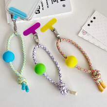 1PC Dopamine Phone Lanyard Wrist Strap Spacer Camera Keychain Bag Charm Pendant Universal Camera Phone Case Hanging Ball Short Rope - Multicolor - View 2