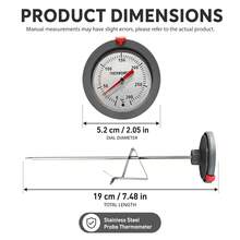 Termometer Penggorengan Praktis untuk Hadiah Dapur, Pilihan Skala Tunggal/Ganda, Desain Logam Minimalis dengan Tekstur Premium, Probe Baja Tahan Karat, Cocok untuk Memanggang di Rumah, Berjualan di Jalanan, Penggunaan Komersial, Hadiah Dapur Serbaguna untuk Pecinta Memasak, Tanpa Baterai - A - View 2