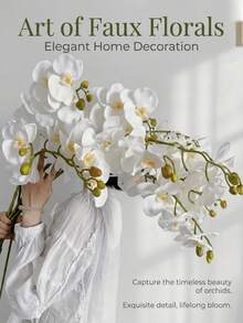 1PC Artificial Phalaenopsis Orchid, Wedding Decoration, DIY Material, Bridal Bouquet, Wedding Car Decoration, Arch Decoration, Home, Restaurant, Bedroom, Vase Decoration, Procession Decoration, New Year Gift, Valentine's Day Gift, Graduation Gift - White - View 3