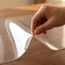 PVC 0.25mm Thick Transparent Tablecloth Protector, Rectangular Transparent Tablecloth, Waterproof And Oil-Proof, Desktop Protection, Soft Glass Tablecloth PVC Transparent Tablecloth, Suitable For Kitchen, Vanity, Desk, Dining Table. Home Kitchen Dining Supplies - White - View 2