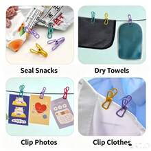 10pcs Practical PVC Coated Steel Clips, Used For Sealing Food Packaging, Potato Chip Bags, Clothes And Paper - 20pcs (Random Color) Dresses, Pants, Shoes, Jeans, Boots, Skirts, Beachwear, Spring, Minimalist, Suitable For Home Use - Multicolor - View 6