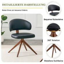 Modern Rotating Chair Black PU 360° Office Living Room - Black - View 6